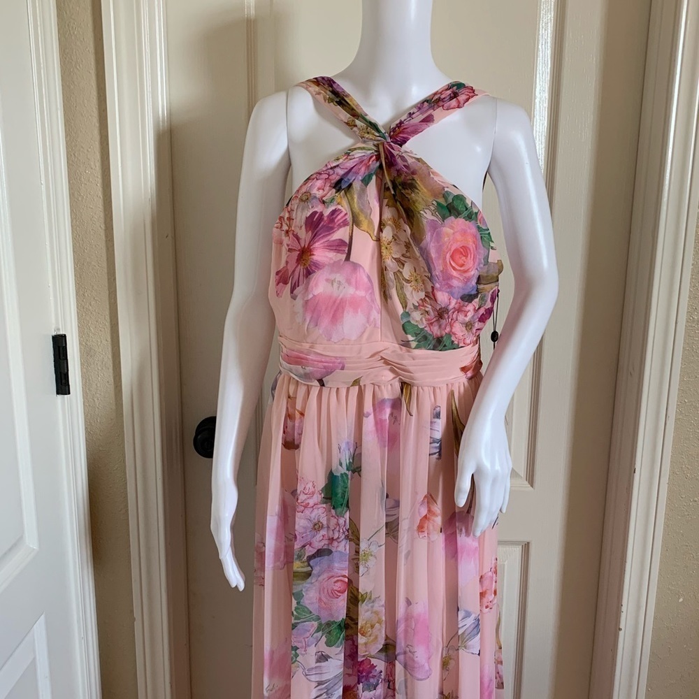 Adrianna Papell Floral Printed Chiffon Gown - Picture 7 of 16